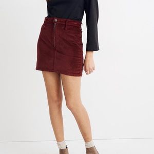 Madewell Stretch Velveteen Straight Zip Mini Skirt